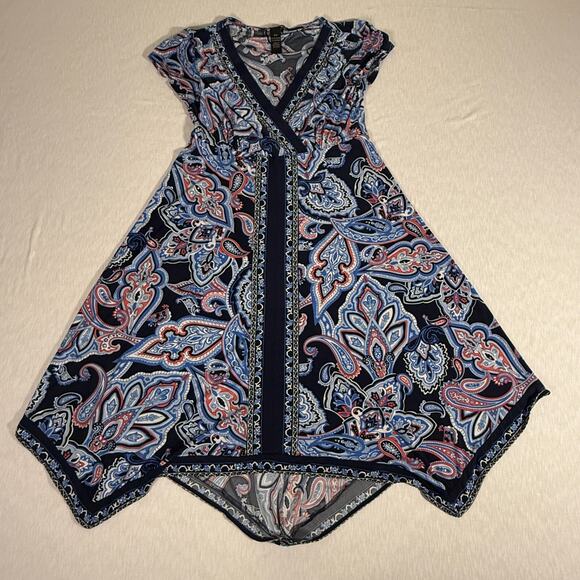 INC International Concepts Petite Paisley Handkerchief Hem Dress Size P - Picture 1 of 5